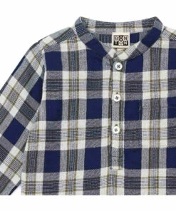 Matt Cotton Muslin Kurta Shirt Navy blue Bonton Fashion Baby 5 Matt Cotton Muslin Kurta Shirt Navy blue Bonton Fashion Baby -Baby Tops Elegant Store matt cotton muslin kurta shirt navy blue bonton fashion baby 2