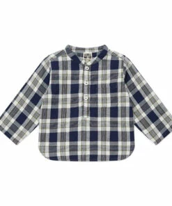 Matt Cotton Muslin Kurta Shirt Navy blue Bonton Fashion Baby