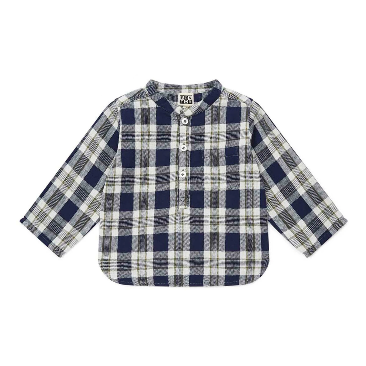 Matt Cotton Muslin Kurta Shirt Navy blue Bonton Fashion Baby 1 Matt Cotton Muslin Kurta Shirt Navy blue Bonton Fashion Baby