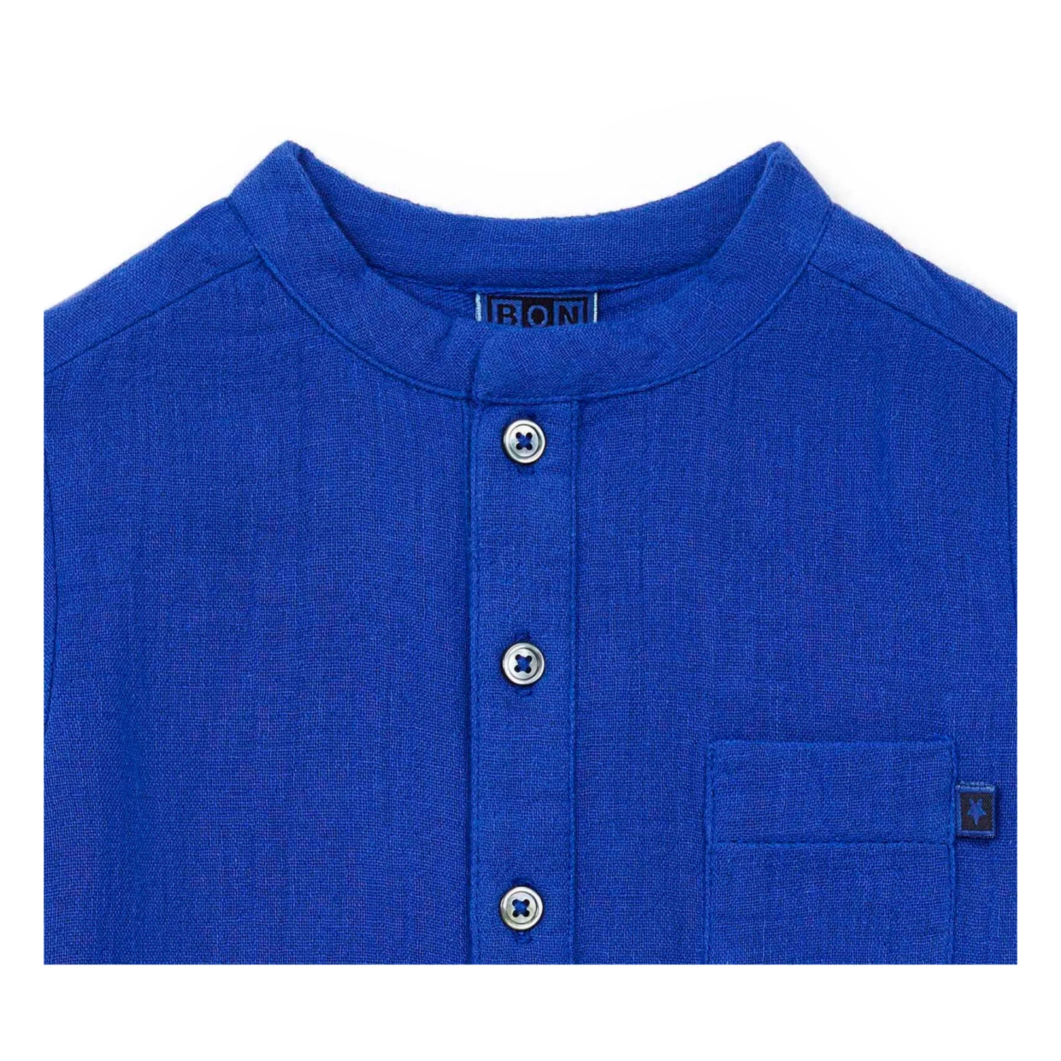 Matt Organic Cotton Muslin Kurta Shirt Blue Bonton Fashion Baby 2 Matt Organic Cotton Muslin Kurta Shirt Blue Bonton Fashion Baby - Image 2