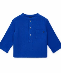 Matt Organic Cotton Muslin Kurta Shirt Blue Bonton Fashion Baby