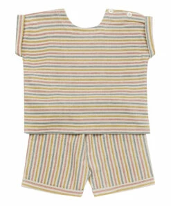 Max Striped T-shirt and Shorts Ecru Ketiketa Fashion Baby