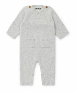 Merino Wool Jumpsuit Heather grey Bonton Fashion Baby