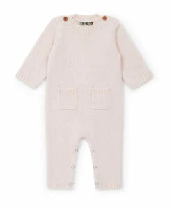 Merino Wool Jumpsuit Pale pink Bonton Fashion Baby
