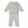 Merino Wool Wrapover Cardigan + Leggings Grey Bonton Fashion Baby