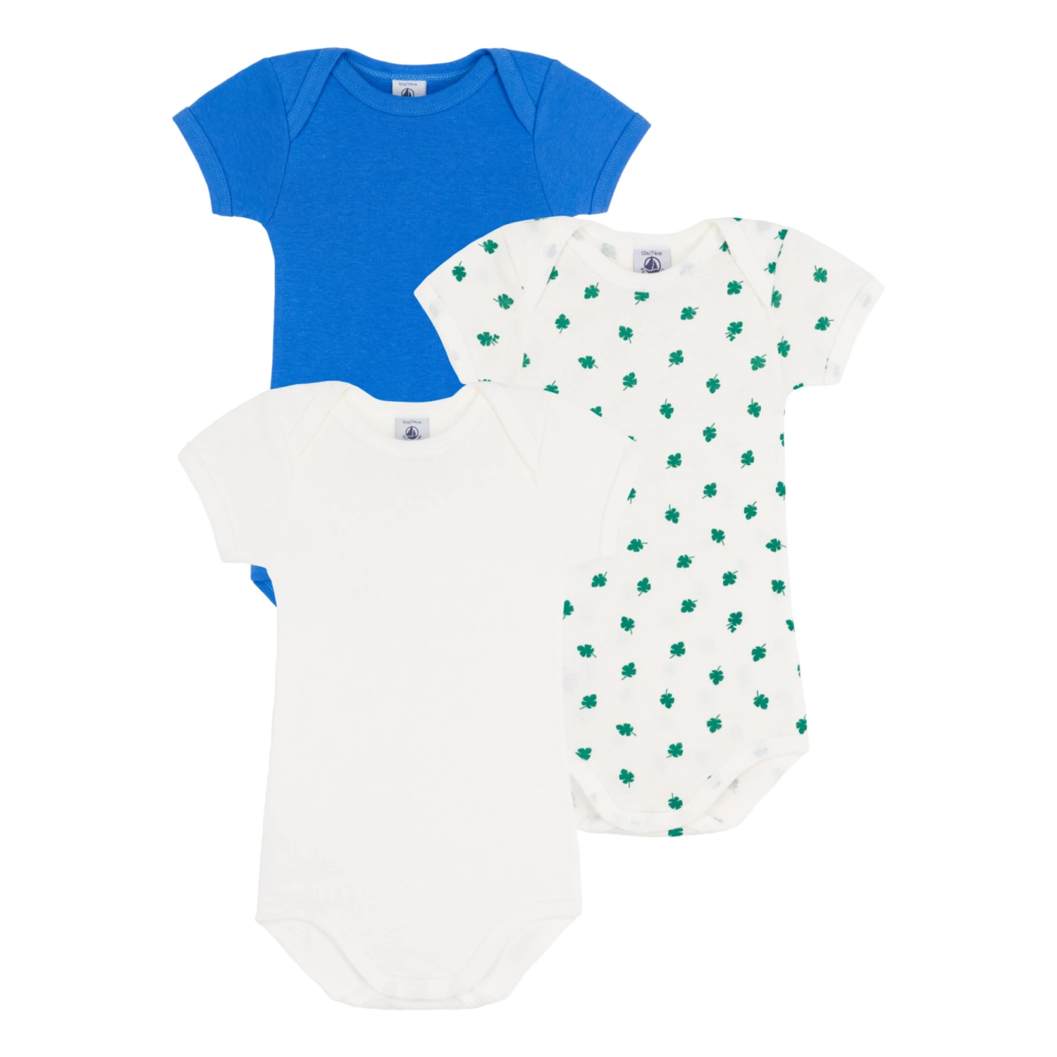 Mini Palmito Organic Cotton Baby Bodysuits - Set of 3 Blue Petit Bateau Fashion Baby 1 Mini Palmito Organic Cotton Baby Bodysuits - Set of 3 Blue Petit Bateau Fashion Baby