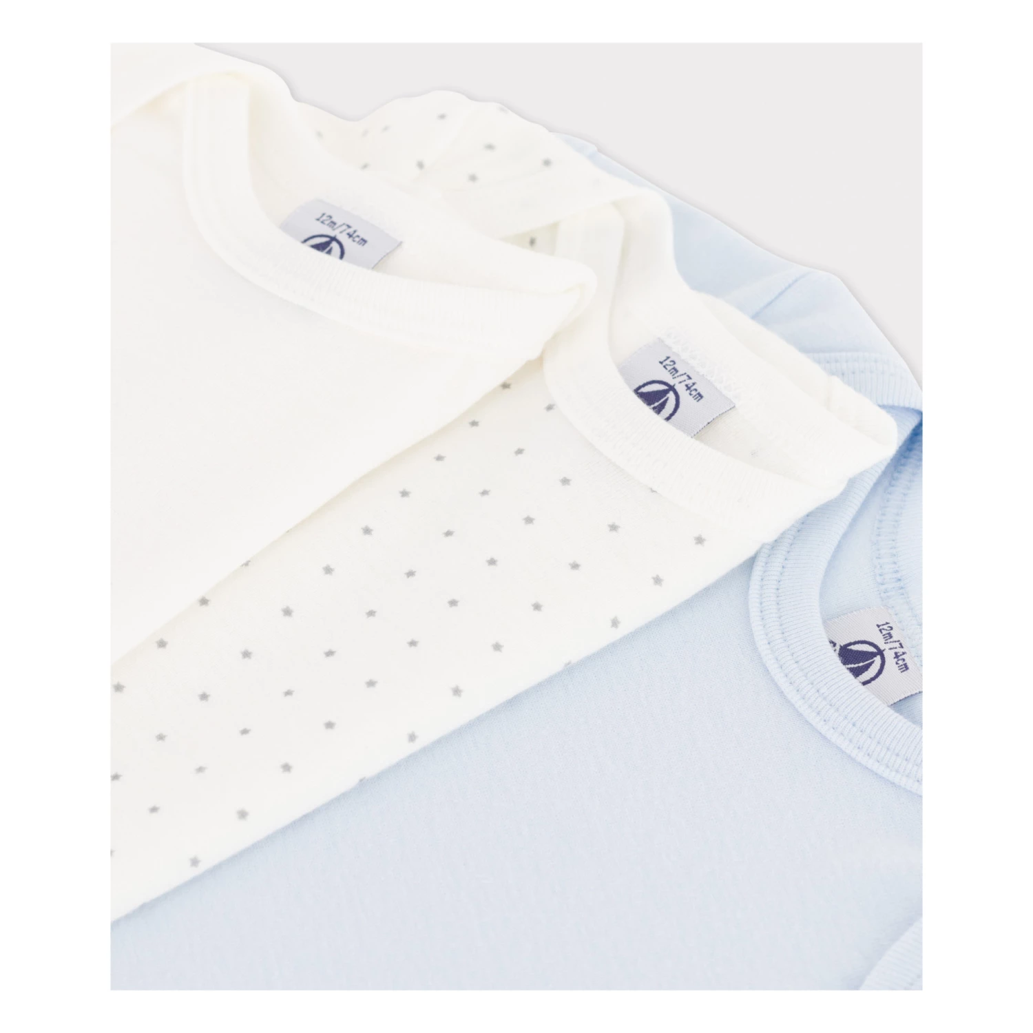 Ministar Organic Cotton Baby Bodysuits - Set of 3 White Petit Bateau Fashion Baby, Children 2 Ministar Organic Cotton Baby Bodysuits - Set of 3 White Petit Bateau Fashion Baby, Children - Image 2