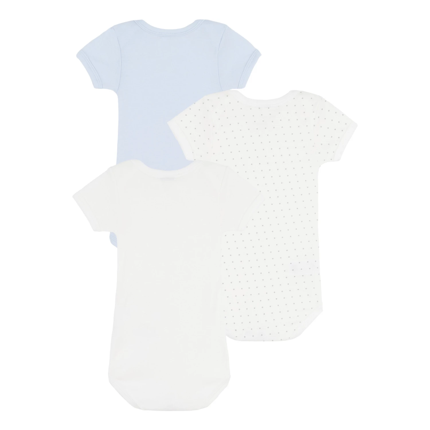 Ministar Organic Cotton Baby Bodysuits - Set of 3 White Petit Bateau Fashion Baby, Children 3 Ministar Organic Cotton Baby Bodysuits - Set of 3 White Petit Bateau Fashion Baby, Children - Image 3