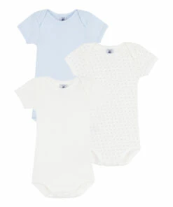 Ministar Organic Cotton Baby Bodysuits - Set of 3 White Petit Bateau Fashion Baby, Children