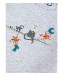 Monkey T-shirt Light grey Tartine et Chocolat Fashion Baby 4 Monkey T-shirt Light grey Tartine et Chocolat Fashion Baby -Baby Tops Elegant Store monkey t shirt light grey tartine et chocolat fashion baby 1
