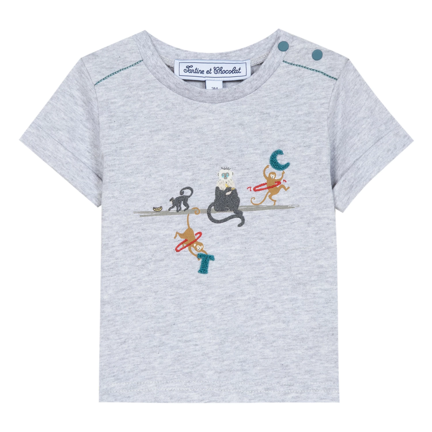 Monkey T-shirt Light grey Tartine et Chocolat Fashion Baby 1 Monkey T-shirt Light grey Tartine et Chocolat Fashion Baby