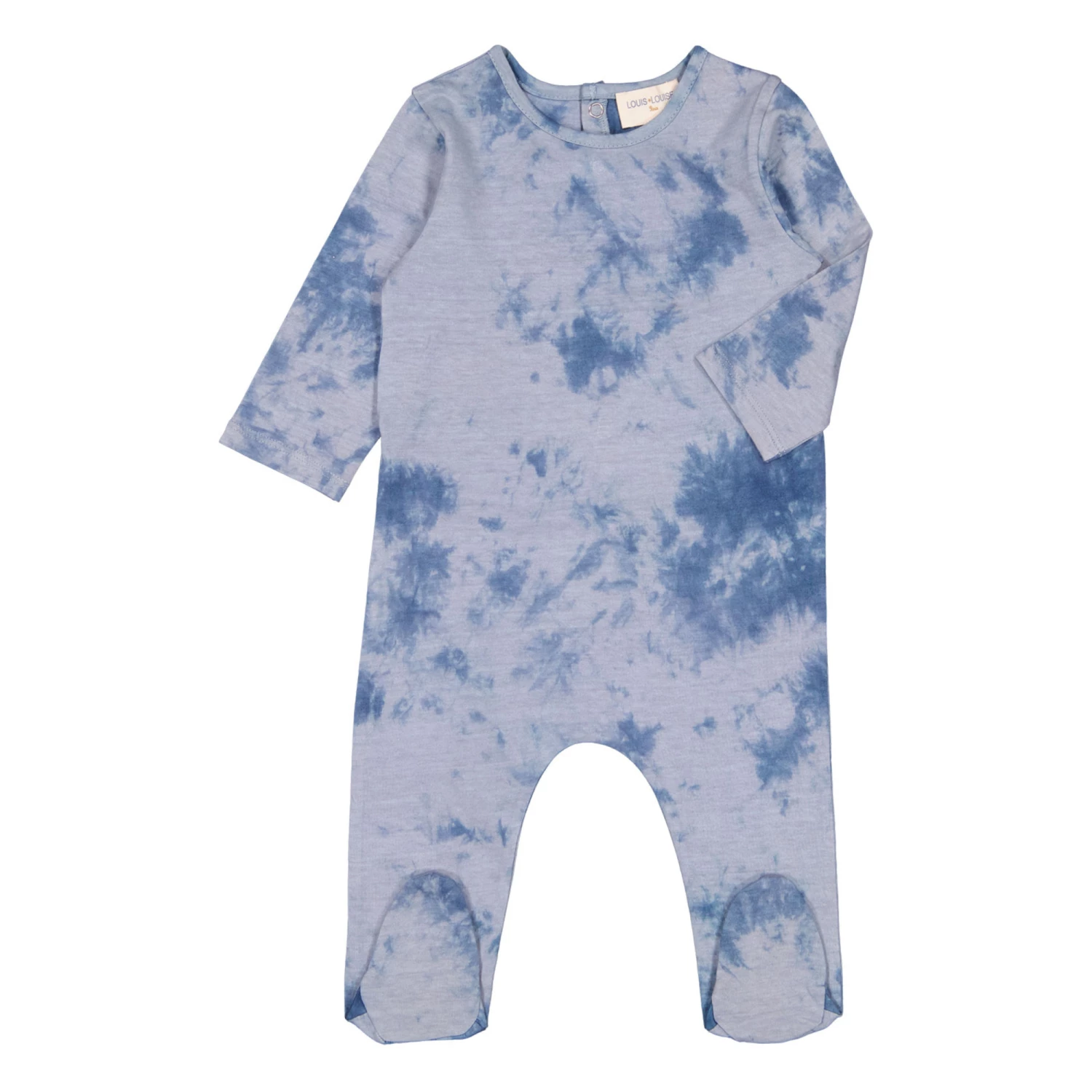 Moon Tie-Dye Jersey Footed Pyjamas Blue Louis Louise Fashion Baby 2 Moon Tie-Dye Jersey Footed Pyjamas Blue Louis Louise Fashion Baby - Image 2