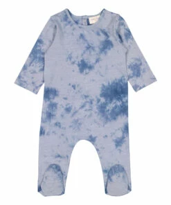 Moon Tie-Dye Jersey Footed Pyjamas Blue Louis Louise Fashion Baby
