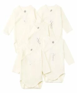 Newborn Crossbody Playsuit - Set of 5 White Petit Bateau Fashion Baby