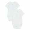 Newborn Crossbody Playsuits - Set of 2 White Petit Bateau Fashion Baby