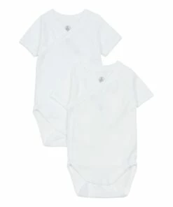 Newborn Crossbody Playsuits - Set of 2 White Petit Bateau Fashion Baby