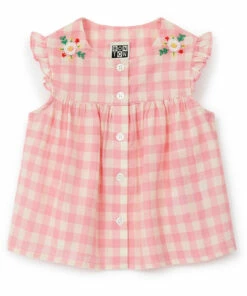 Nico Gingham Blouse Pink Bonton Fashion Baby