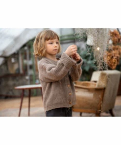 Nico Recycled Knit Cardigan Taupe brown Matona Fashion Baby, Children -Baby Tops Elegant Store nico recycled knit cardigan taupe brown matona fashion baby children 3