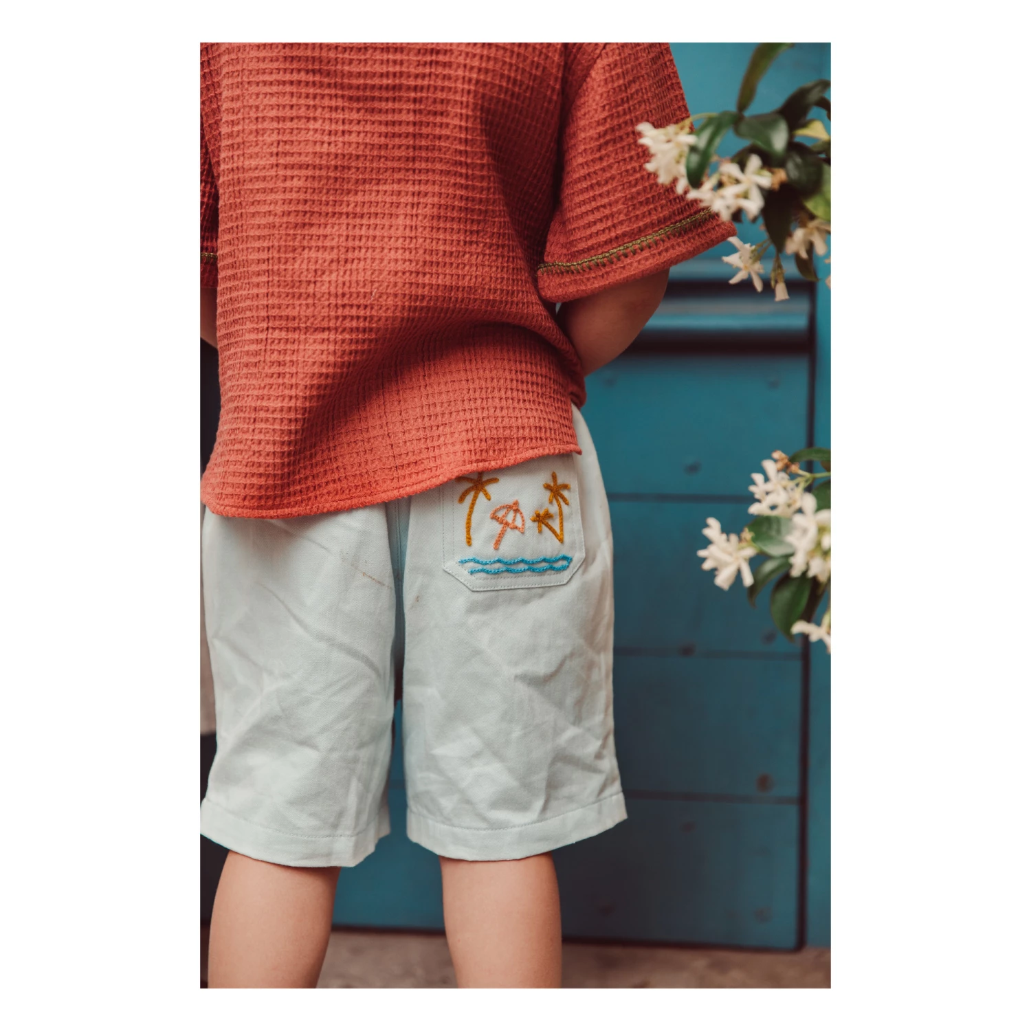 Obiki Chambray Shorts Blue Louise Misha Fashion Baby, Children 3 Obiki Chambray Shorts Blue Louise Misha Fashion Baby, Children - Image 3