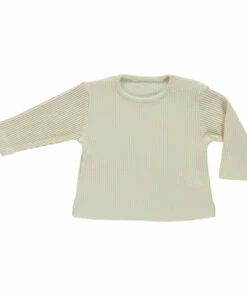 Olive Ribbed Jersey T-shirt Cream Poudre Organic Fashion Baby, Children