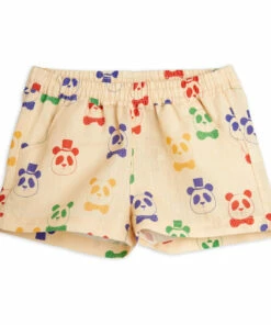 Organic Cotton and Linen Panda Shorts Beige Mini Rodini Fashion Baby, Children