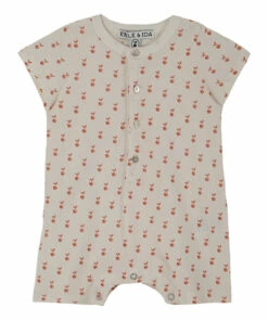 Organic Cotton Apple Playsuit Ecru Emile et Ida Fashion Baby