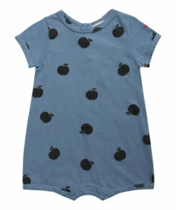 Organic Cotton Apple Playsuit - Iconic Collection - Blue Bobo Choses Fashion Baby