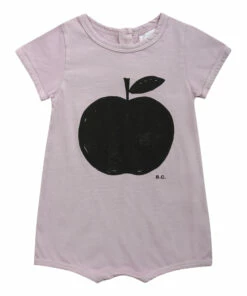Organic Cotton Apple Playsuit - Iconic Collection - Mauve Bobo Choses Fashion Baby