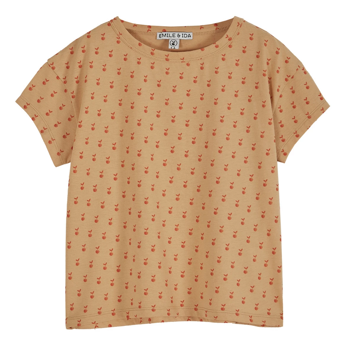 Organic Cotton Apple T-shirt Peach Emile et Ida Fashion Baby, Children 1 Organic Cotton Apple T-shirt Peach Emile et Ida Fashion Baby, Children