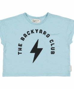 Organic Cotton Backyard T-shirt Light Blue Piupiuchick Fashion Teen, Baby, Children