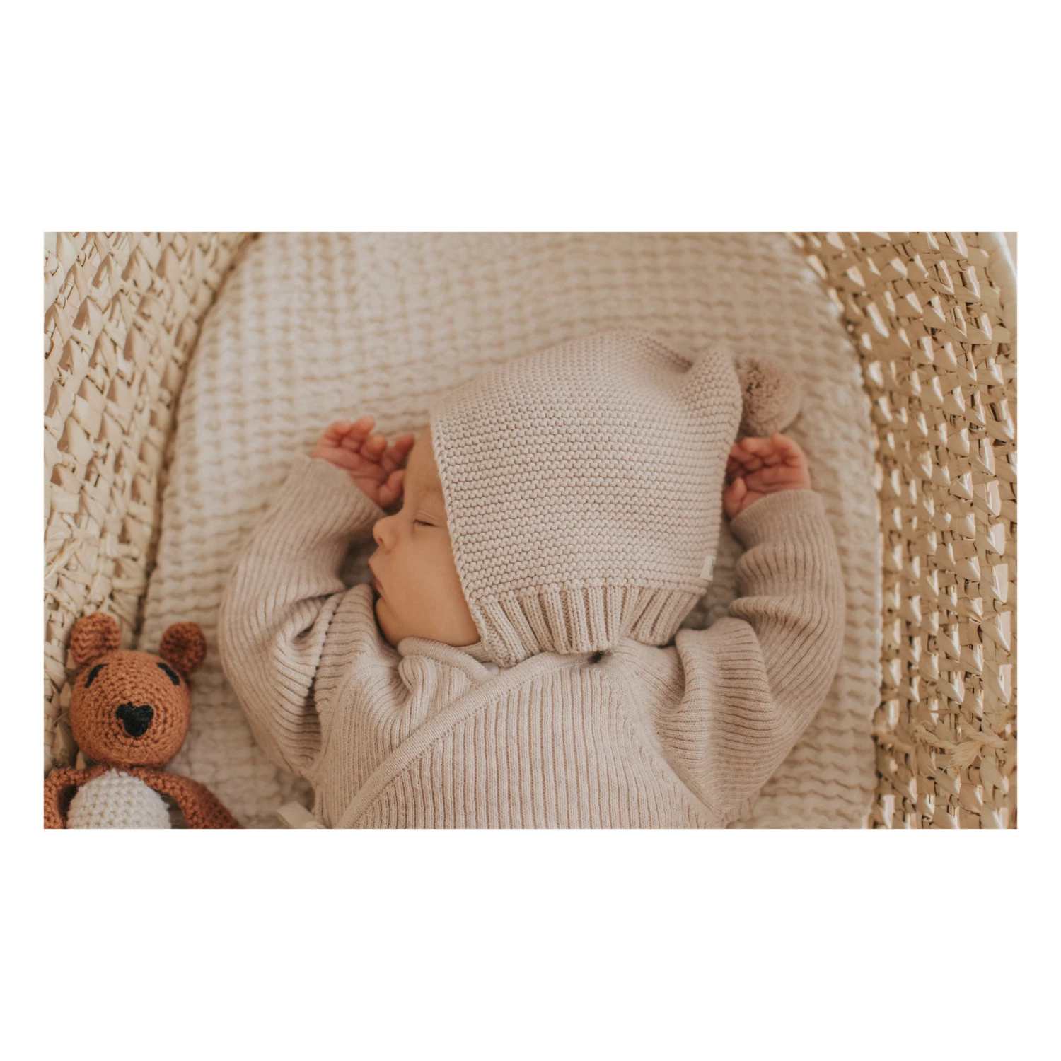 Organic Cotton Beanie Beige Búho Fashion Baby 2 Organic Cotton Beanie Beige Búho Fashion Baby - Image 2