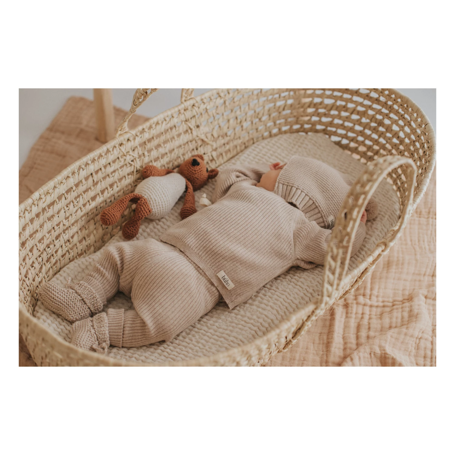 Organic Cotton Beanie Beige Búho Fashion Baby 3 Organic Cotton Beanie Beige Búho Fashion Baby - Image 3