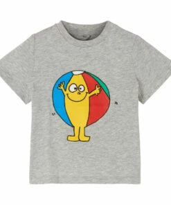 Organic Cotton Button-Up Beach Ball T-shirt Grey Stella McCartney Kids Fashion Baby