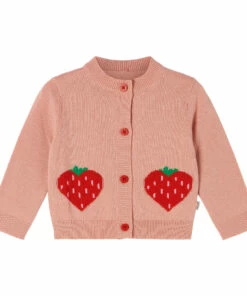 Organic Cotton Button-Up Strawberry Cardigan Pink Stella McCartney Kids Fashion Baby