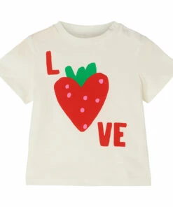 Organic Cotton Button-Up Strawberry Love T-shirt White Stella McCartney Kids Fashion Baby