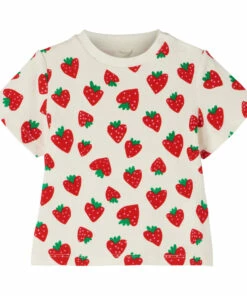 Organic Cotton Button-Up Strawberry T-shirt Red Stella McCartney Kids Fashion Baby