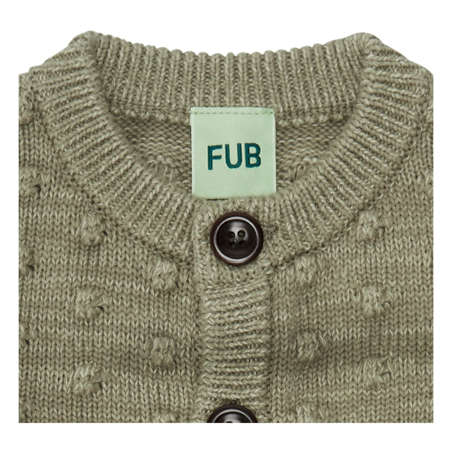 Organic Cotton Cardigan Khaki FUB Fashion Baby 2 Organic Cotton Cardigan Khaki FUB Fashion Baby - Image 2