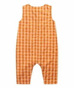 Organic Cotton Checked Jumpsuit Orange Bobo Choses Fashion Baby -Baby Tops Elegant Store organic cotton checked jumpsuit orange bobo choses fashion baby 3
