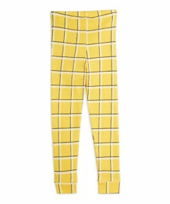 Organic Cotton Checked Leggings Yellow Mini Rodini Fashion Baby, Children -Baby Tops Elegant Store organic cotton checked leggings yellow mini rodini fashion baby children 2