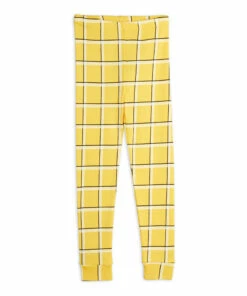 Organic Cotton Checked Leggings Yellow Mini Rodini Fashion Baby, Children