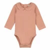 Organic Cotton Colerette Playsuit Peach Gray Label Fashion Baby