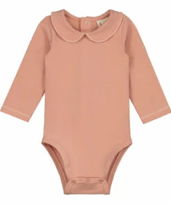 Organic Cotton Colerette Playsuit Peach Gray Label Fashion Baby