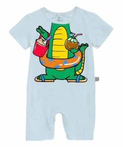 Organic Cotton Crocodile Jumpsuit Blue Stella McCartney Kids Fashion Baby