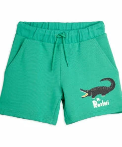 Organic Cotton Crocodile Shorts Green Mini Rodini Fashion Baby, Children