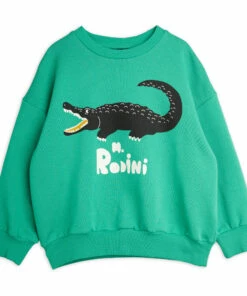 Organic Cotton Crocodile Sweatshirt Green Mini Rodini Fashion Baby, Children