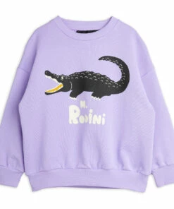 Organic Cotton Crocodile Sweatshirt Purple Mini Rodini Fashion Baby, Children