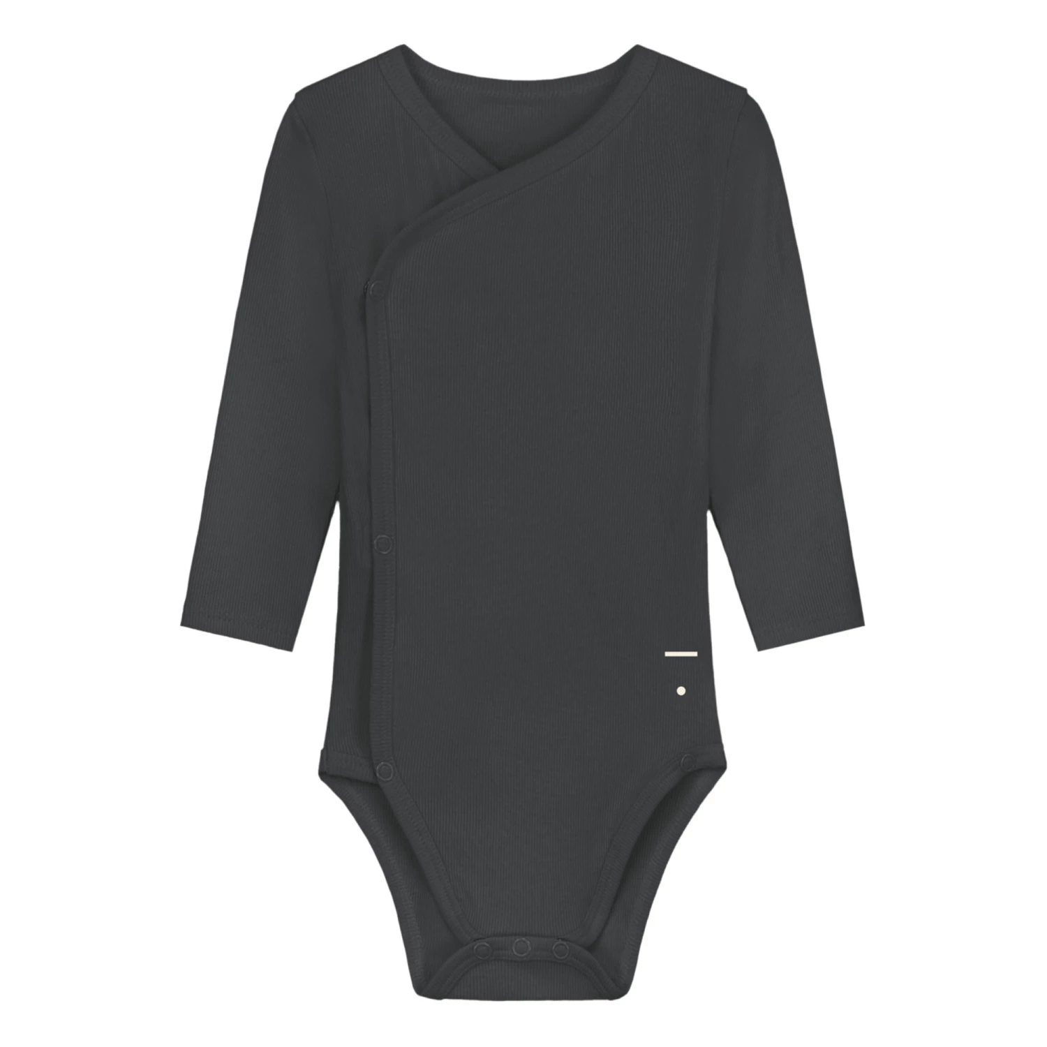 Organic Cotton Crossover Bodysuit - Capsule Homewear - Black Gray Label Fashion Baby 2 Organic Cotton Crossover Bodysuit - Capsule Homewear - Black Gray Label Fashion Baby - Image 2