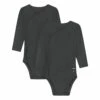 Organic Cotton Crossover Bodysuit - Capsule Homewear - Black Gray Label Fashion Baby