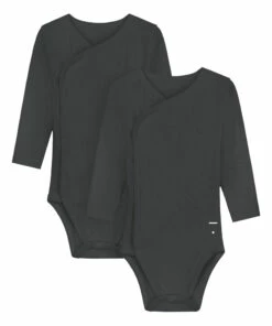 Organic Cotton Crossover Bodysuit - Capsule Homewear - Black Gray Label Fashion Baby