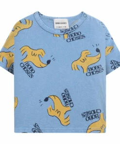 Organic Cotton Dog Baby T-shirt Blue Bobo Choses Fashion Baby